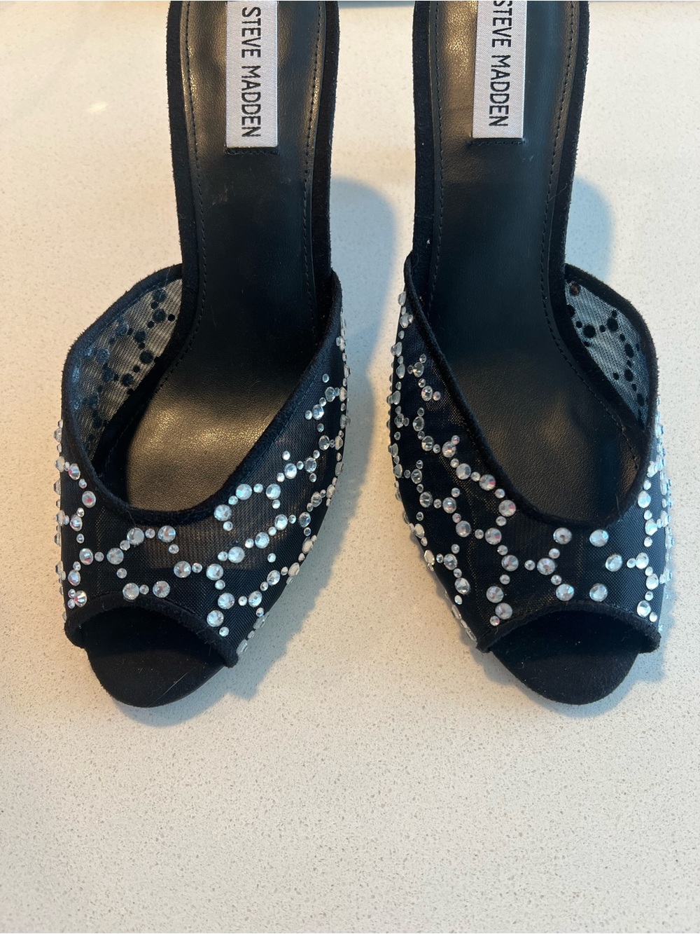 Steve Madden Black Beaded Open-Toe Heels